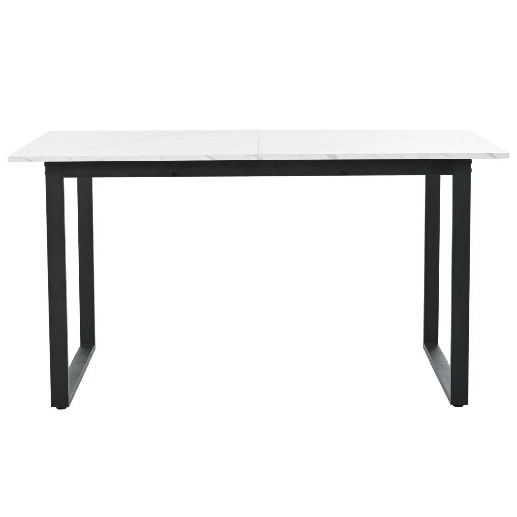 Tavolo da Pranzo Allungabile con 8 Sedie ¨C MINIMAL ¨C Piano MDF Bianco, Gambe Nere, Sedute Velluto Nero