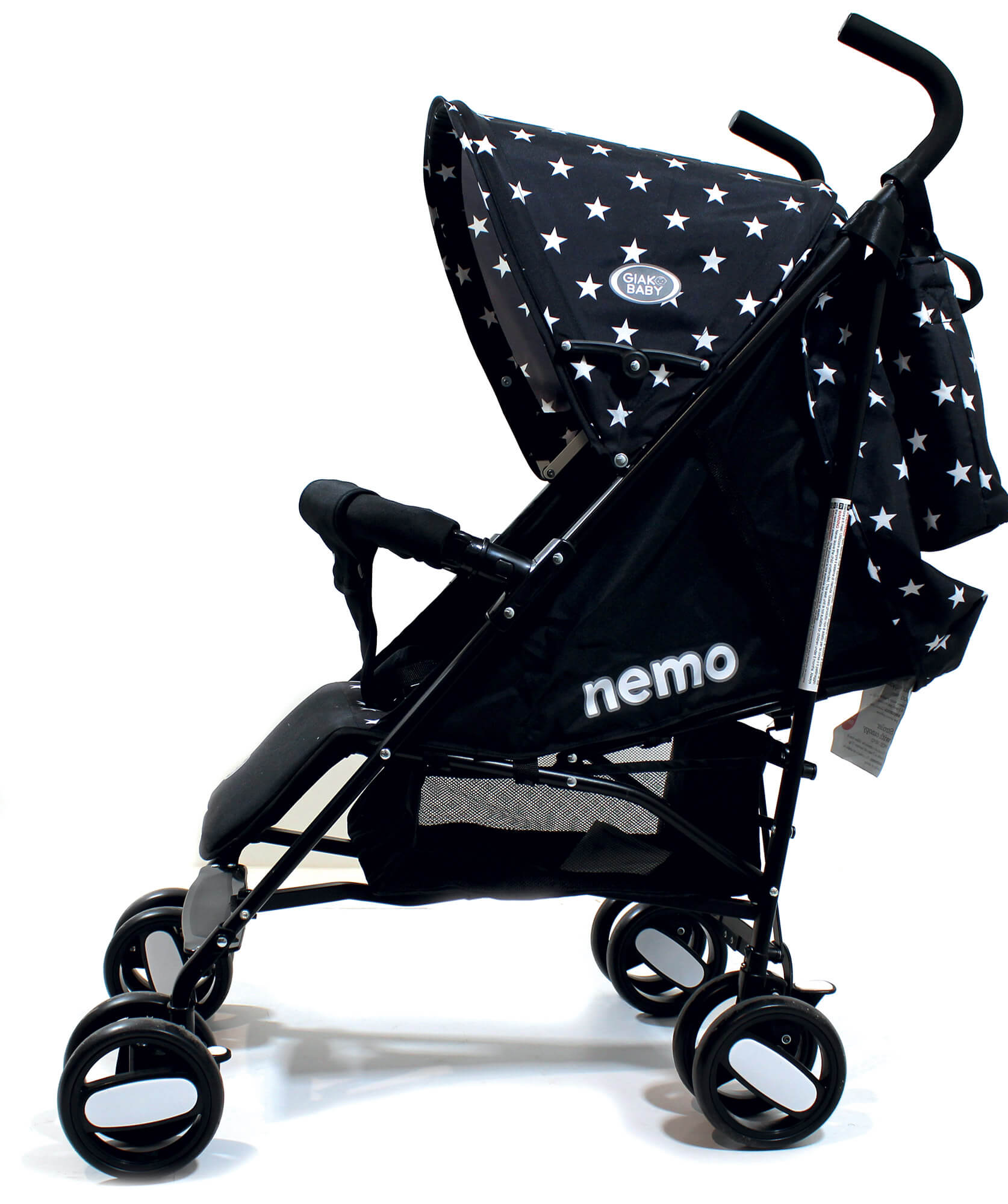 Passeggino Leggero per Bambini Pieghevole con Borsa Nemo Nero con Stelle