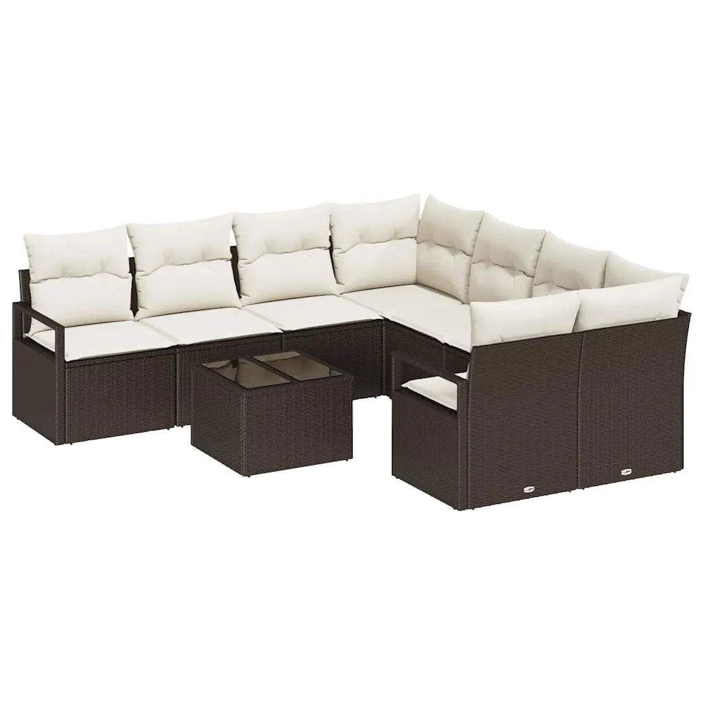 Set di divani con cuscino 9 pcs Marrone e Crema polyrattan 3346318