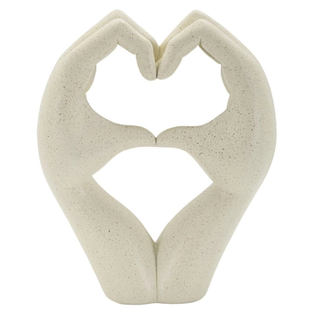 Scultura Cuore 1, Beige, Poliresina, 16,5x7x20 cm