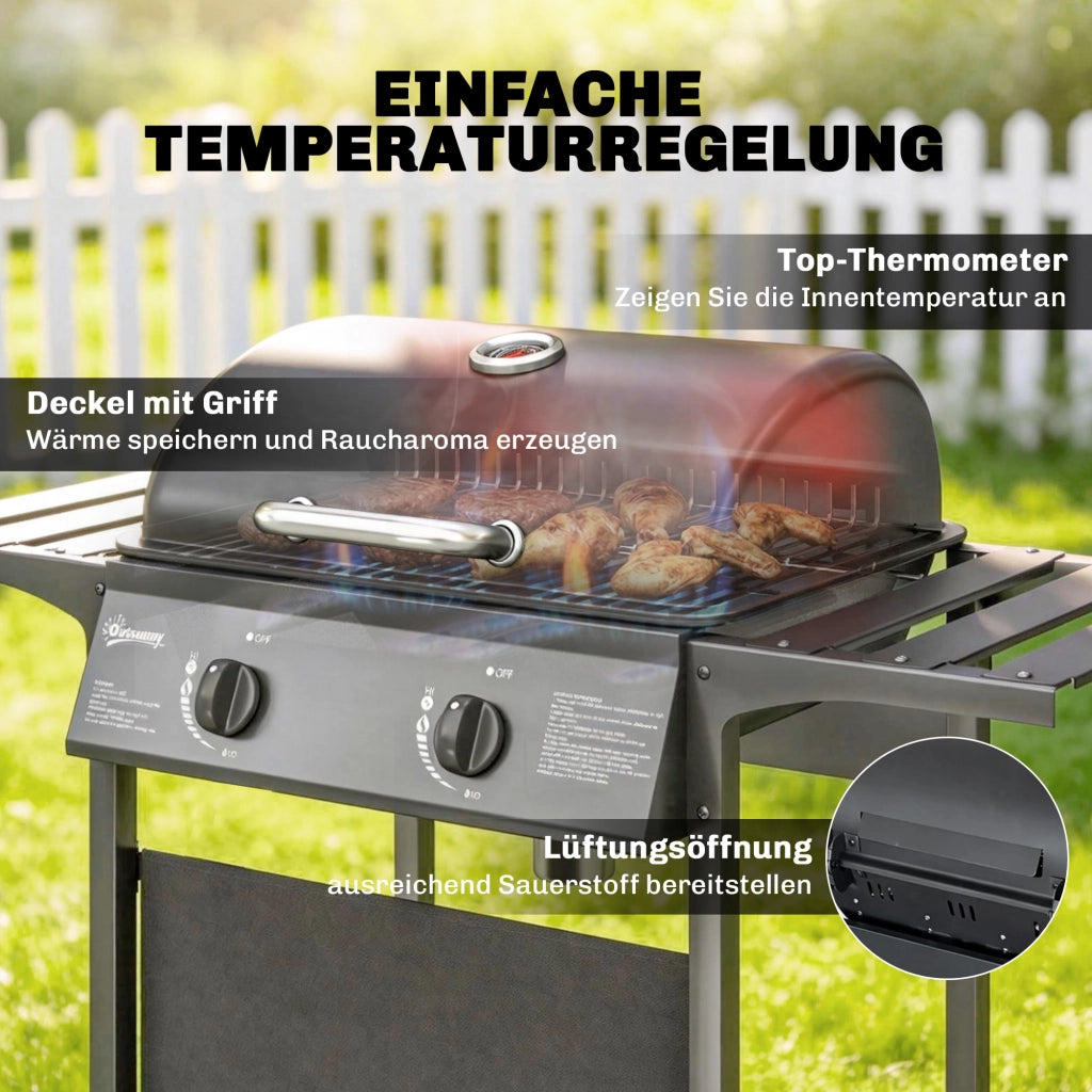 Grill da giardino 5KW 2 bruciatori ¨C zephmum ¨C acciaio inox con tavolino laterale