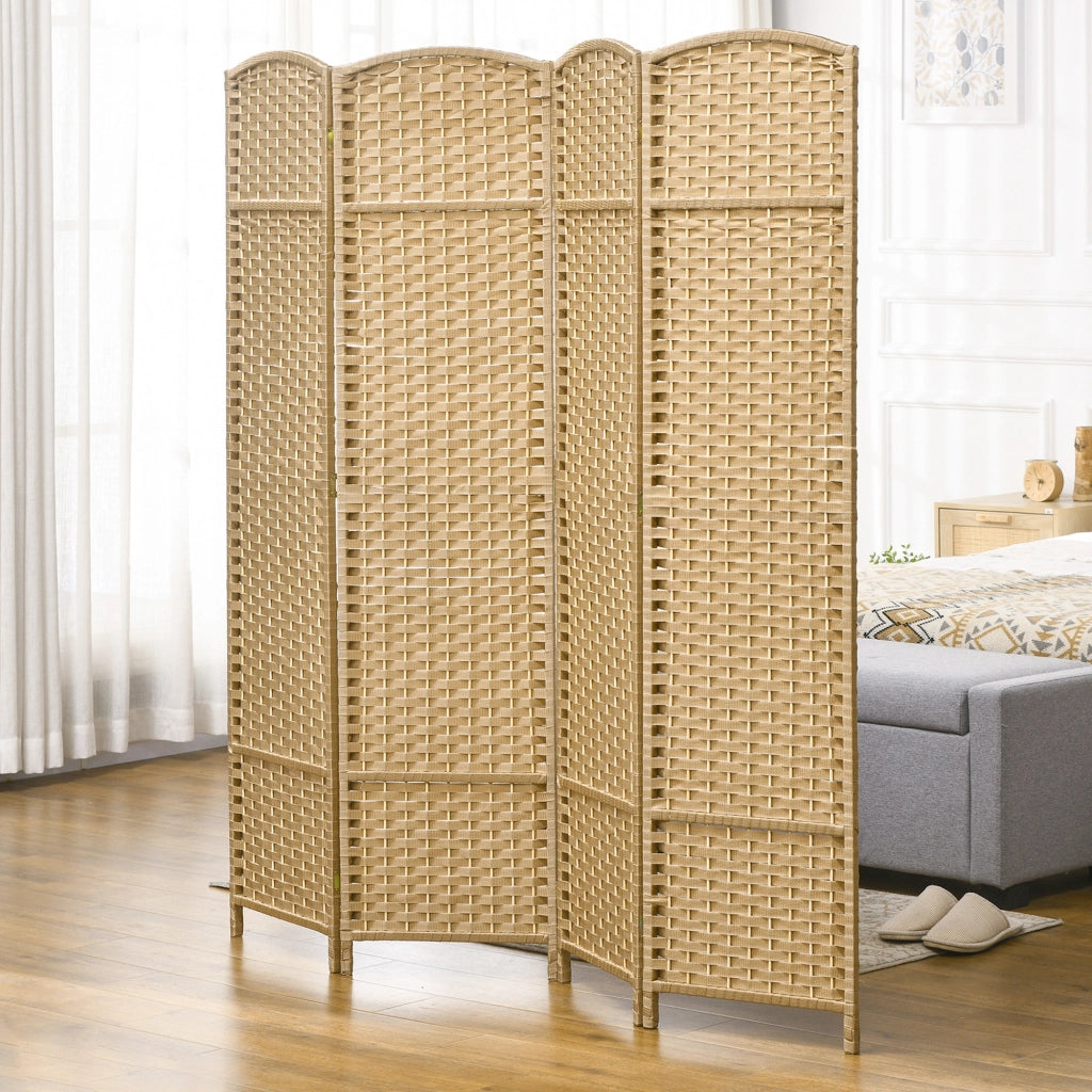 Paravento 4 Ante in Legno ¨C Zephmum ¨C Naturale 160x170 cm