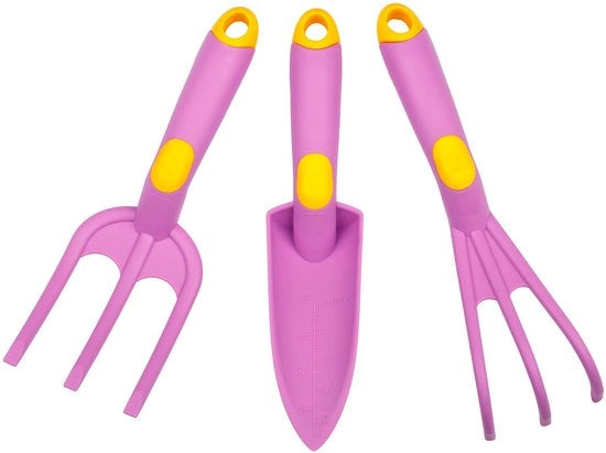 Set di attrezzi per bambini per il giardinaggio - 3 pezzi - Forbice/mani/pala piccola - Materiale polypropileno resistente - Attrezzi precisi - Per i giovani giardinieri - Attrezzi per bambini per il giardinaggio