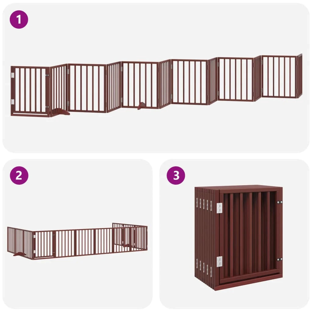 Cancelletto di sicurezza per animali domestici porta pieghevole 12 pannelli legno di pioppo marrone 02_0023167