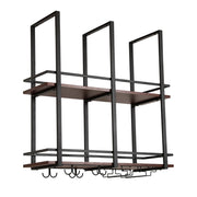 Portabottiglie sospeso in metallo 80 x 30 x 85 cm MDF nero 03_0009193