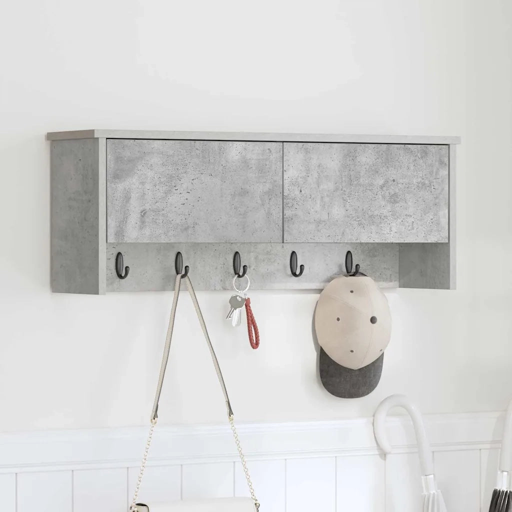 Appendiabiti a muro con porta Grigio cemento 80 x 20 x 30 cm 874342
