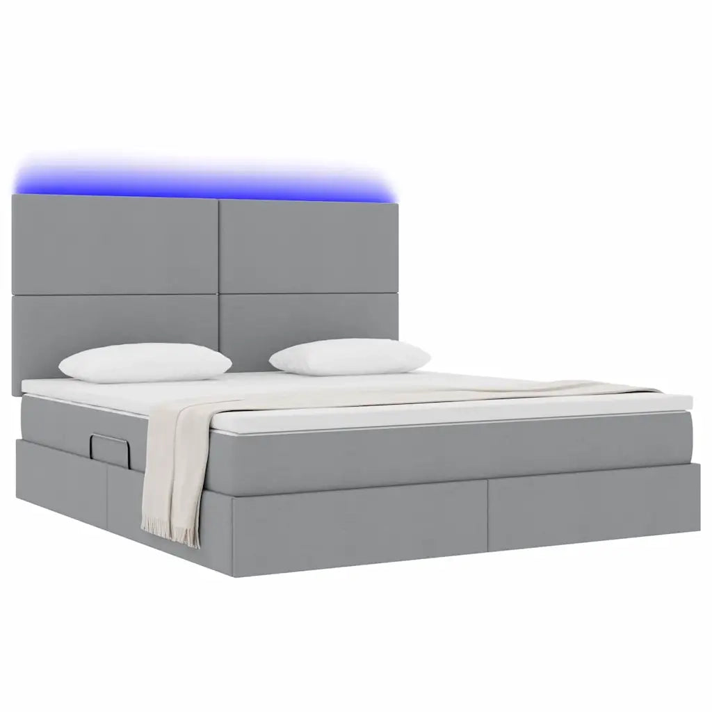 Letto con contenitore e LED con led Grigio chiaro 180 x 200 cm