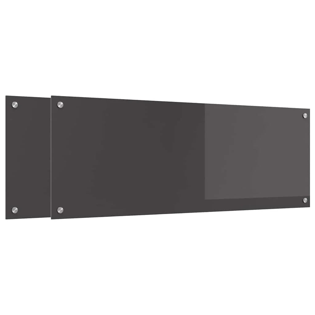 Set di 2 paraschizzi da cucina resistenti al calore dal design moderno 110 x 40 cm in vetro temperato grigio scuro 02_0056272