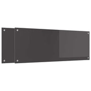 Set di 2 paraschizzi da cucina resistenti al calore dal design moderno 110 x 40 cm in vetro temperato grigio scuro 02_0056272