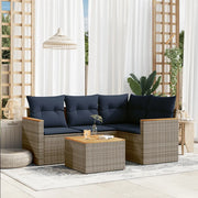 Set Divani da Giardino 5 pz con Cuscini Grigio in Polyrattan 3225942