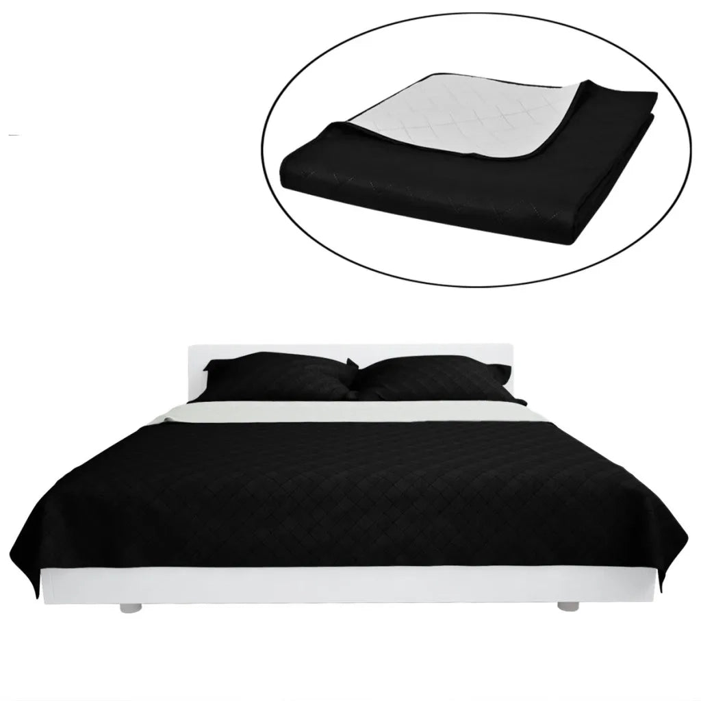 Copriletto Trapuntato a Doppia Faccia Nero/Grigio 230 x 260 cm 130888
