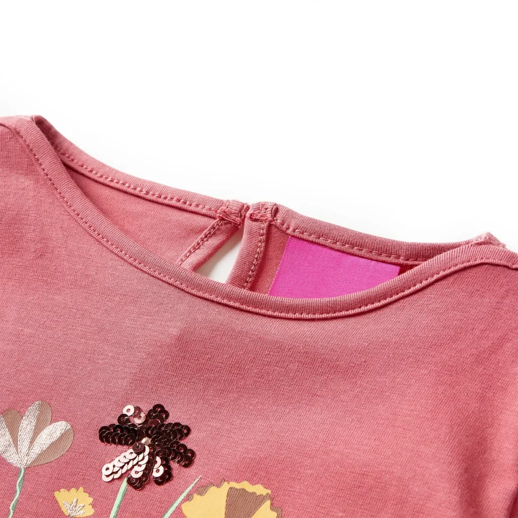 Maglietta da Bambina a Maniche Lunghe Rosa Antico 128cod mxl 84110
