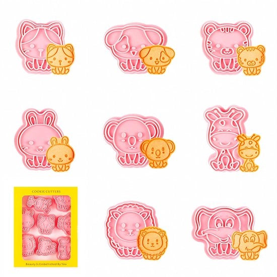 Mini forme a biscotto, 8 pezzi forme a biscotto mini, forme a biscotto animali, forme 3D a biscotto, forme a biscotto per biscotti e fondant, donut (rosa)
