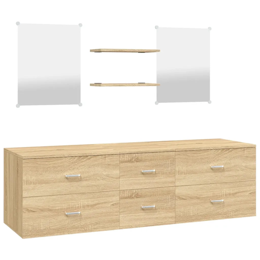 Set Mobili da Bagno 5 pz Rovere in Legno Multistratocod mxl 116394