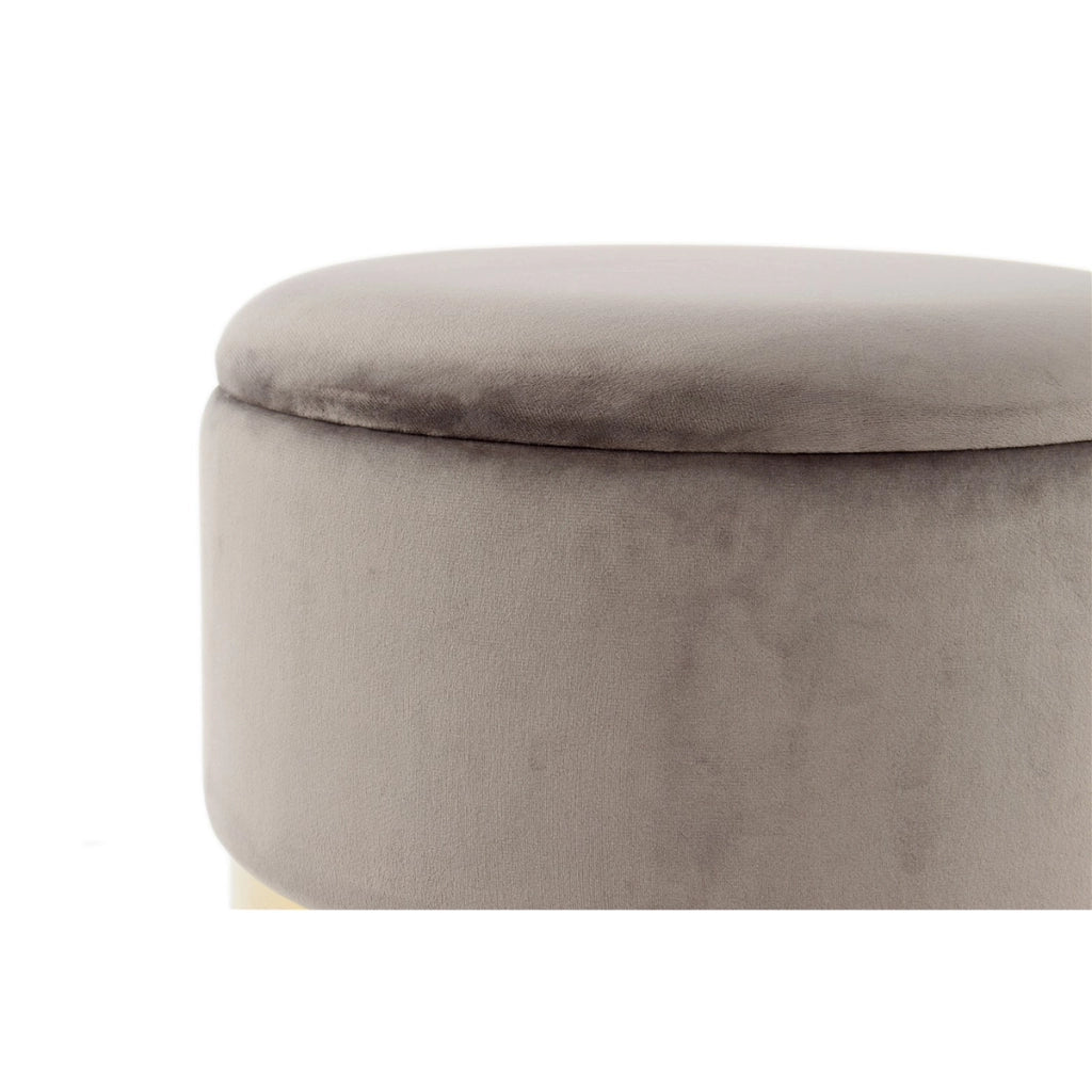 Set di 2 pouf contenitore Zora in velluto grigio e oro
