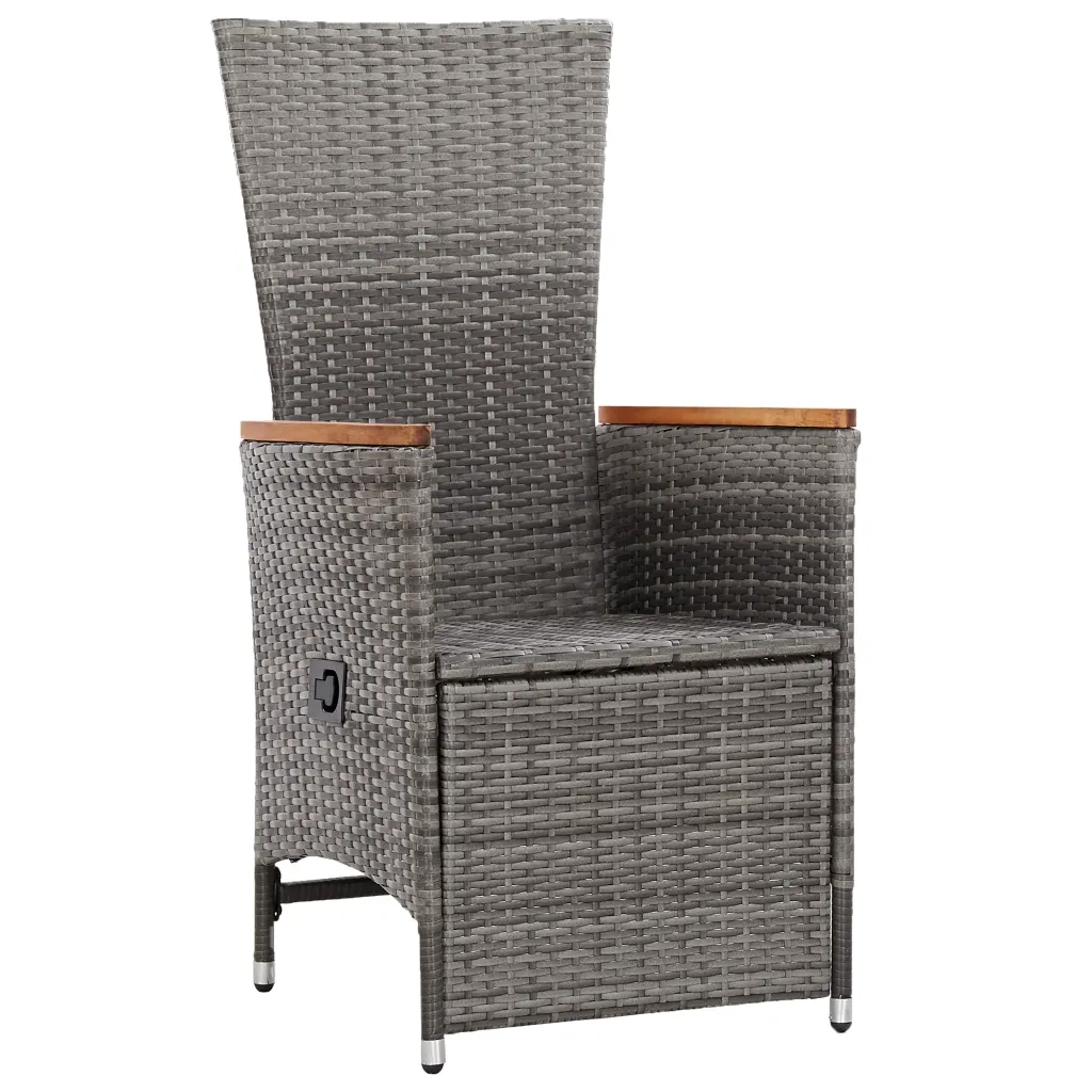Sedie da Giardino Reclinabili 2 pz | Sedie da Esterno e Cuscini Polyrattan Grigio