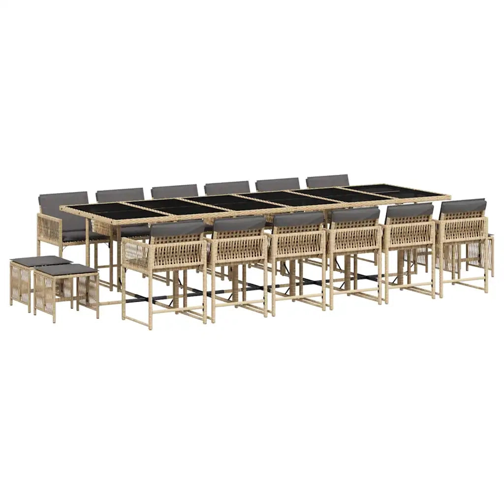 Set Pranzo da Giardino 17 pz con Cuscini Beige Misto Polyrattan 3211548
