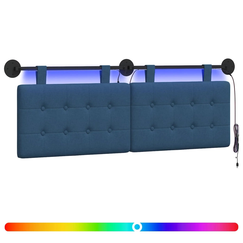 Testiera sospesa Con luce LED Blu Tessuto