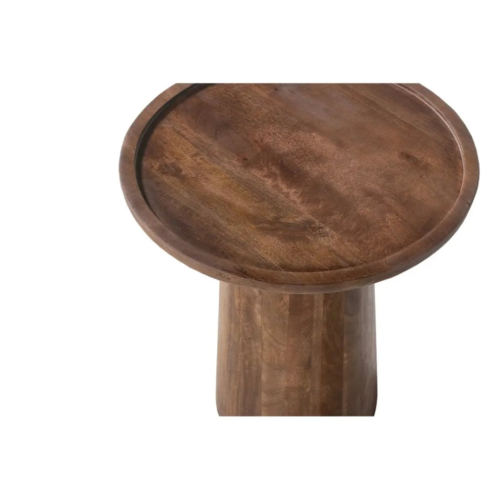 Tavolino rotondo in legno massiccio collezione JAKARTA - Stile etnico e design - Diametro 45cm.