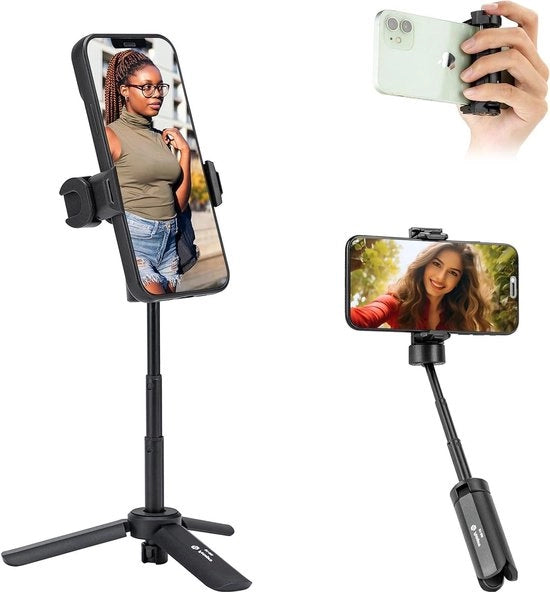 Stativo per vlogging da desktop - Otrente per smartphone e fotocamera con gancio freddo - Asta regolabile da 16 cm a 25 cm per selfie con smartphone, fotocamera DSLR, webcam
