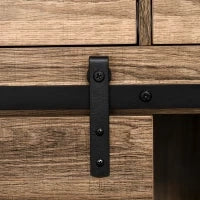Mobile da Cucina Rustico con 2 Cassetti, Ripiani Aperti e Portabottiglie, Credenza Buffet in Legno e Metallo, 80x39x86 cm, Color legno