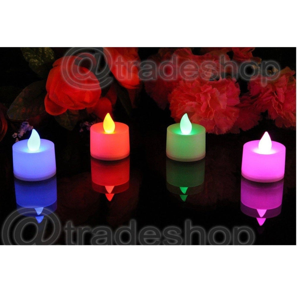 Trade Shop - 12pz Candela Candele A Led Rgb Lampada Cambia Luce Multicolore Batteria Inclusa -