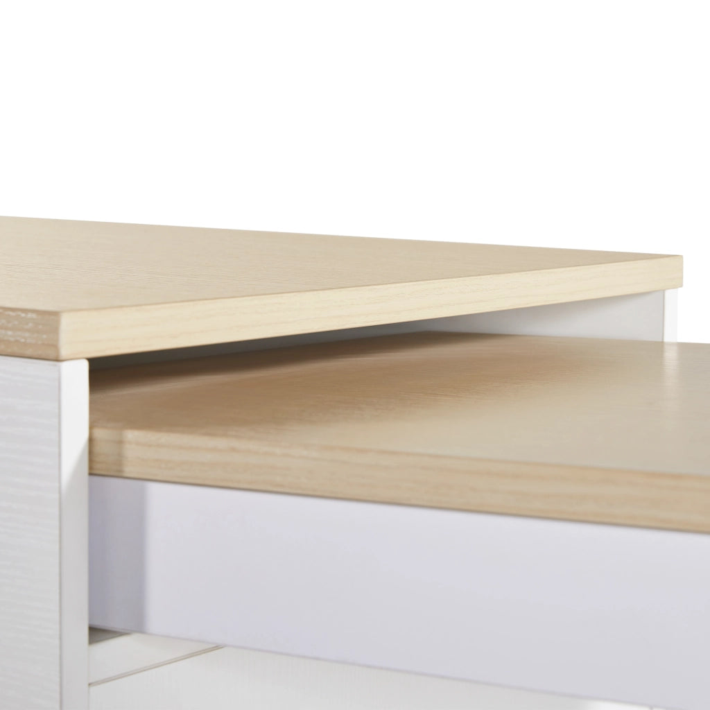 Tavolo bar estensibile con 6 ripiani in MDF bianco