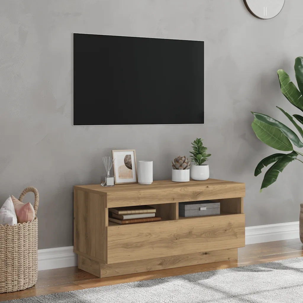 Mobile TV con Luci LED Artigianale 80x35x40cm Legno Multistrato 856358