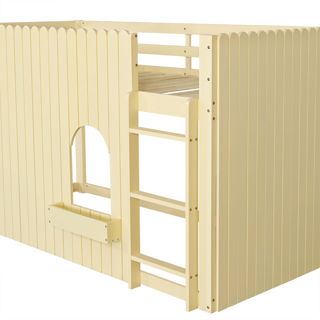 LETTO a soppalco 90x200 cm Naturale in pino e MDF