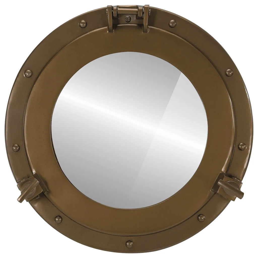 Specchio da Parete Design Oblò Ø38 cm in Alluminio e Vetro 357853