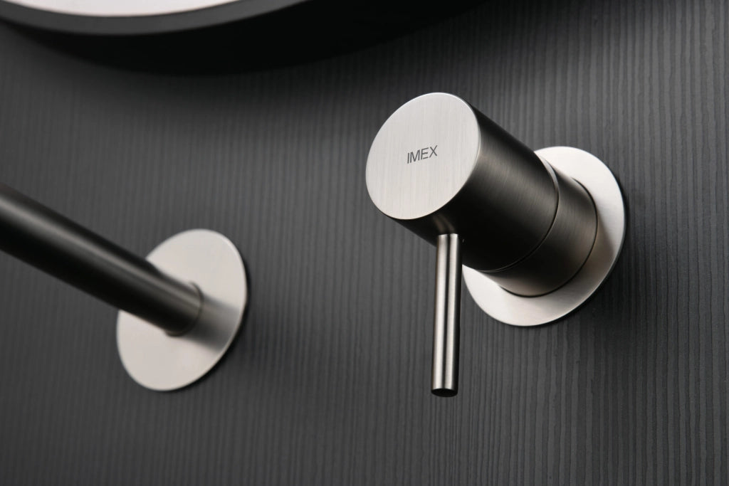 IMEX Miscelatore incasso lavabo monocomando ottone e zama nichel spazzolato con due corpi indipendenti senza scatola di registrazione serie MONZA Imex-GLM039-NQ
