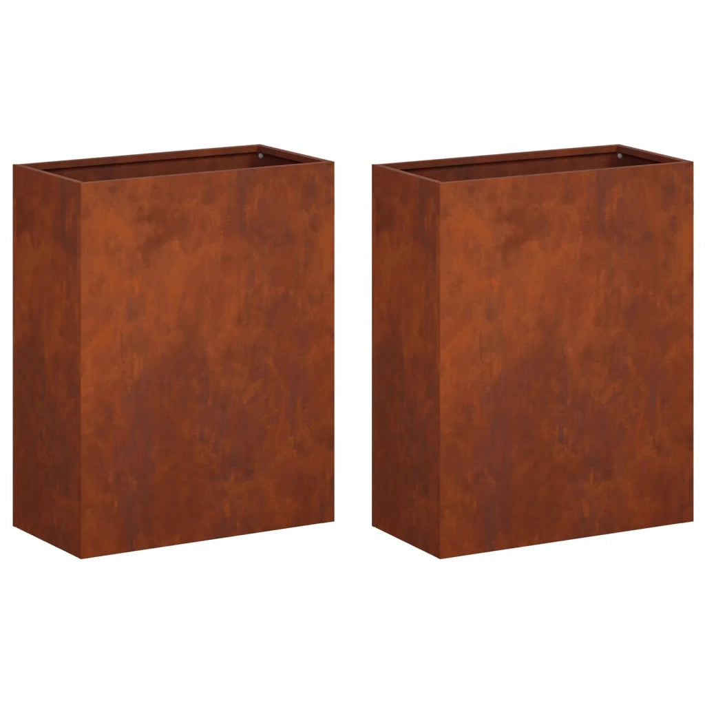 Vaso da giardino 2 pz Ruggine 40 x 20 x 40 cm Acciaio Corten 8005413