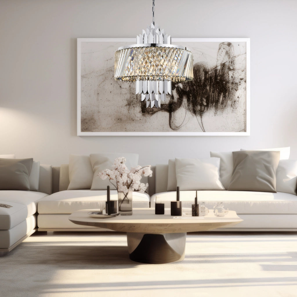 Lampadario cristallo glamour cromato Margot 9xE14 Milagro