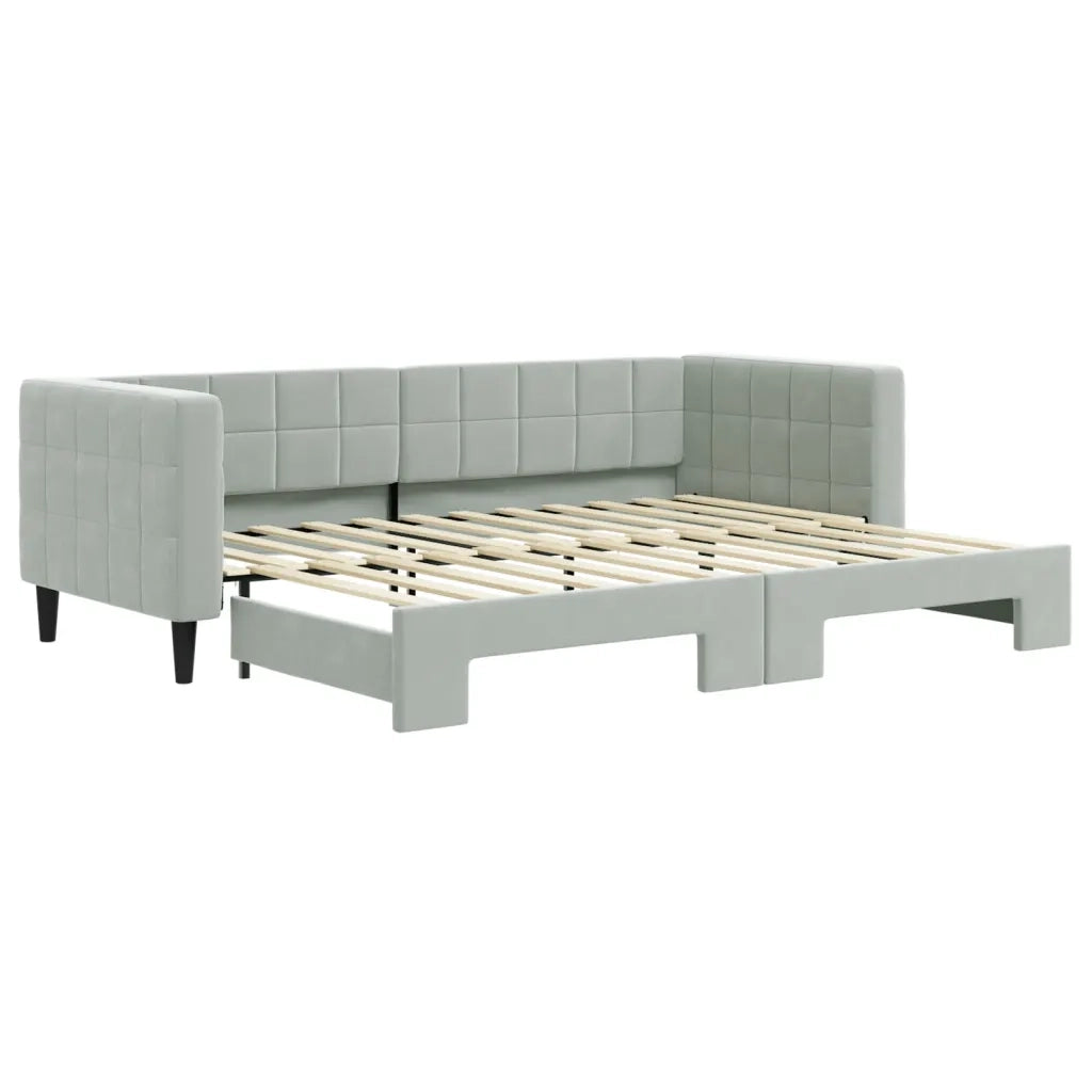 Divano Letto con Letto Estraibile Grigio Chiaro 80x200 Velluto