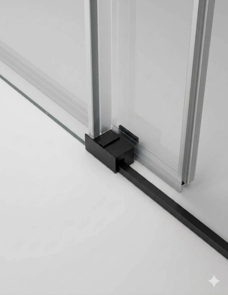 Porta doccia scorrevole 1+1 THALASSA (BASIC) 100 cm Profilo Nero vetro trasparente