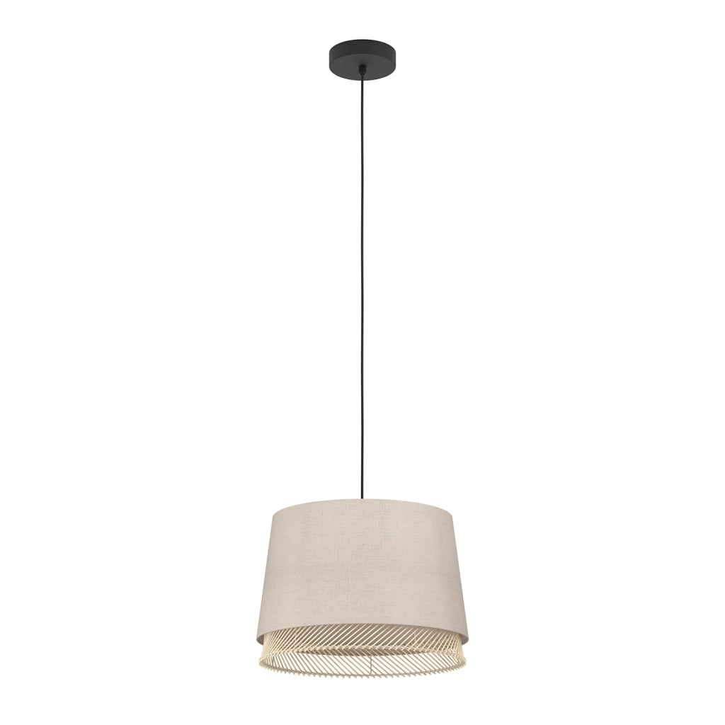 Lampadario A Sospensione Vintage Tabley Acciaio Nero Legno 1 Luce E27