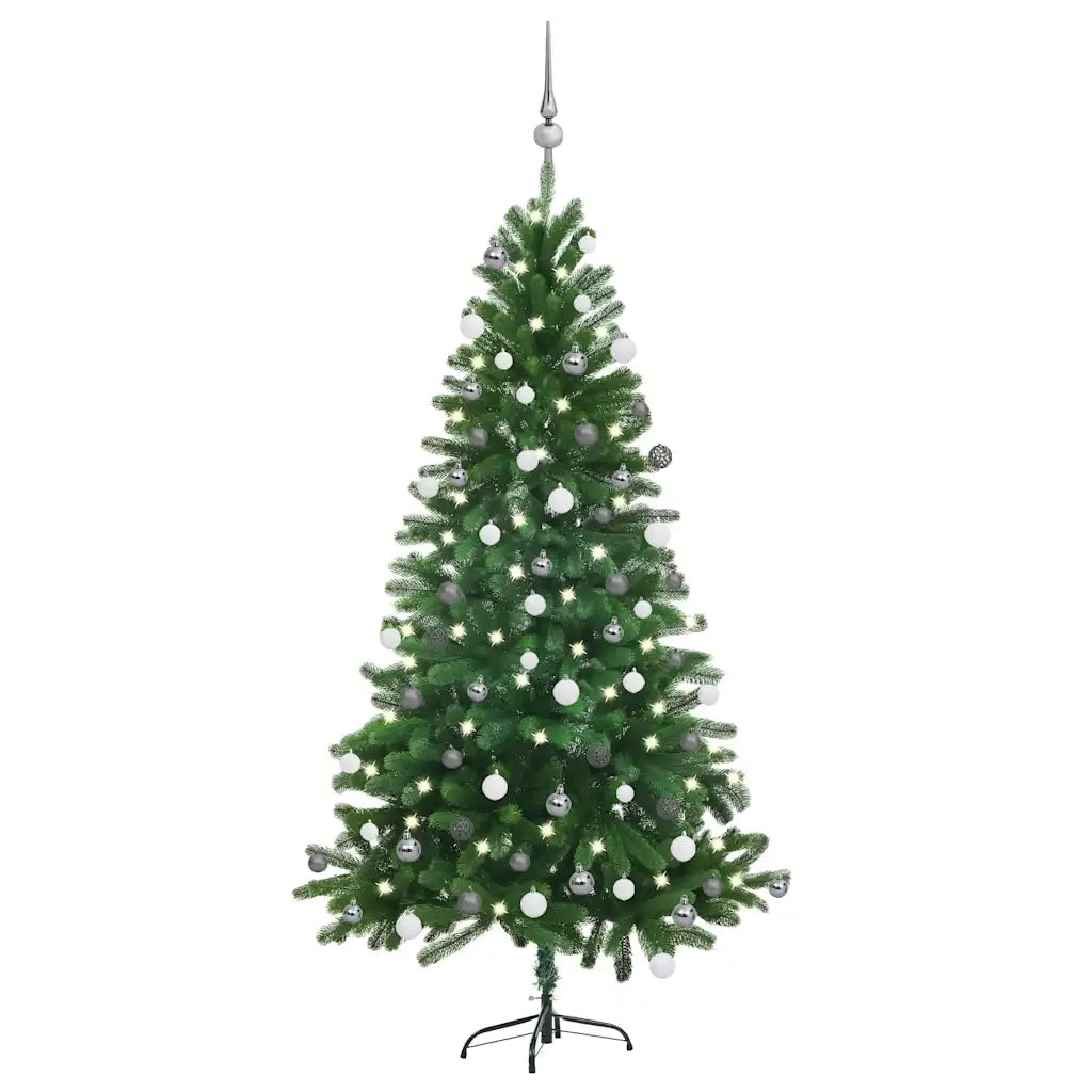Set Albero Natale Artificiale con LED e Palline Verde 150 cm  cod mxl 19689