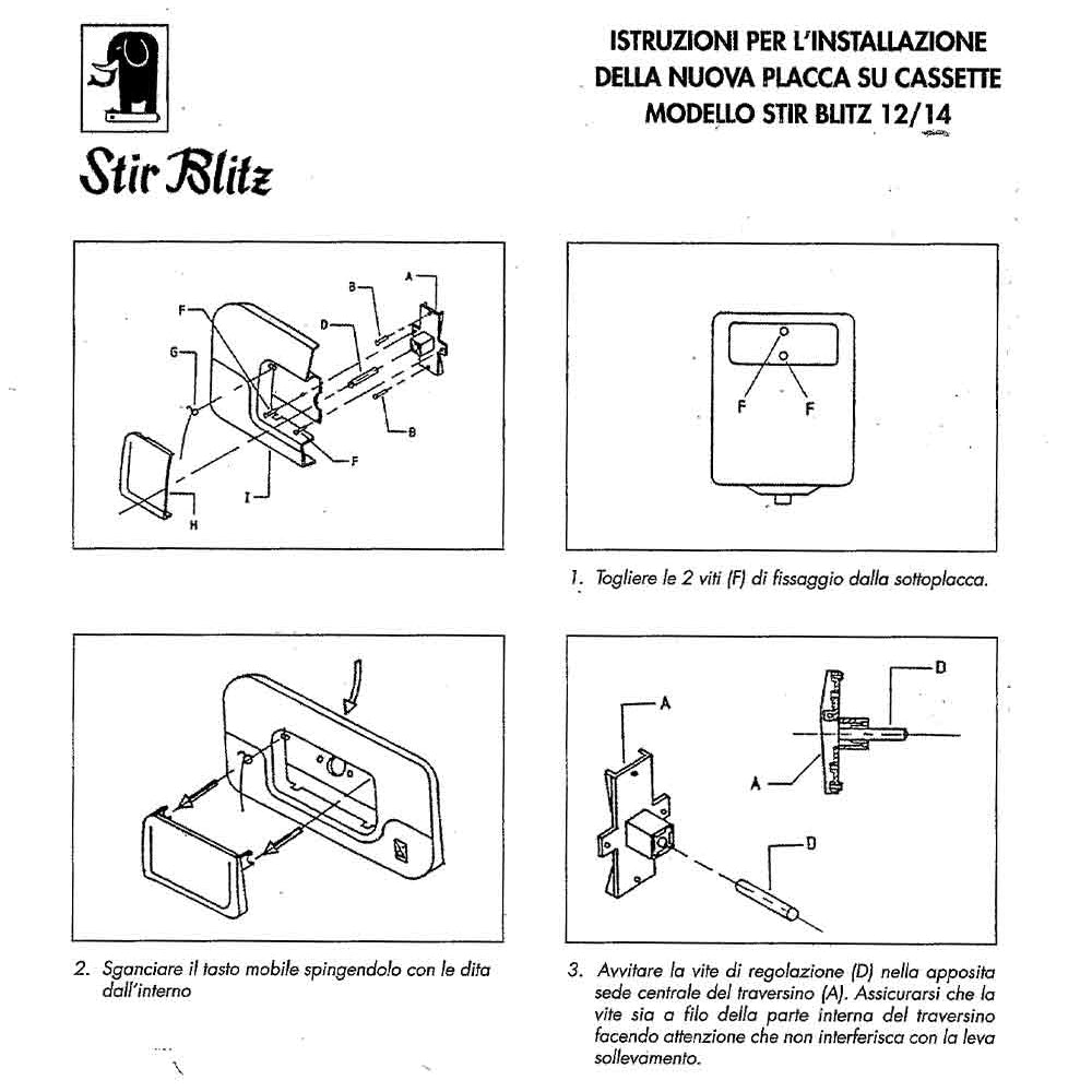 Placca stir blitz cassetta incasso bianca wc con pulsante