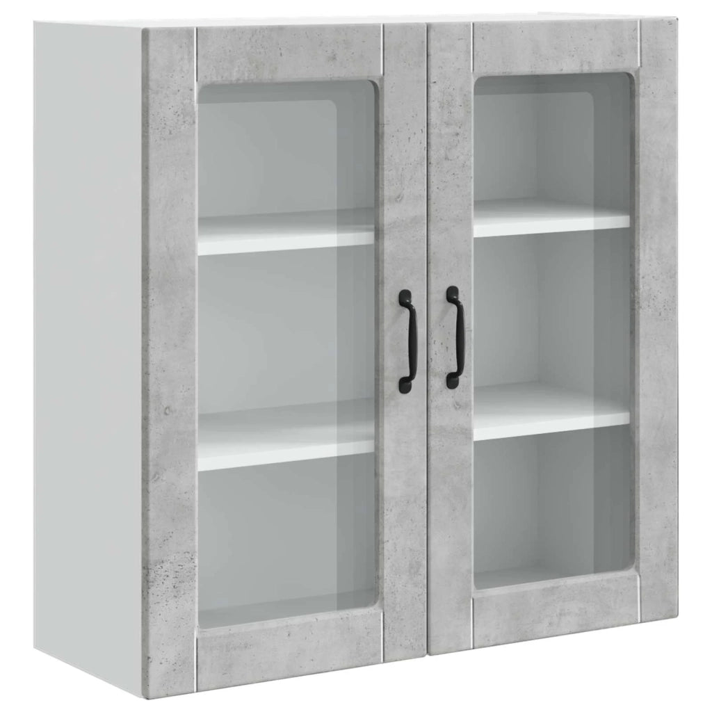 Pensile da cucina | Mobile in vetro da parete PORTO Grigio cemento 80 x 31 x 80 cm