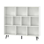 Organizzatore di stoccaggio moderno con 5 gambe di metallo affusolate, Libreria a 10 cubi camera da letto Bianco-Librerie
