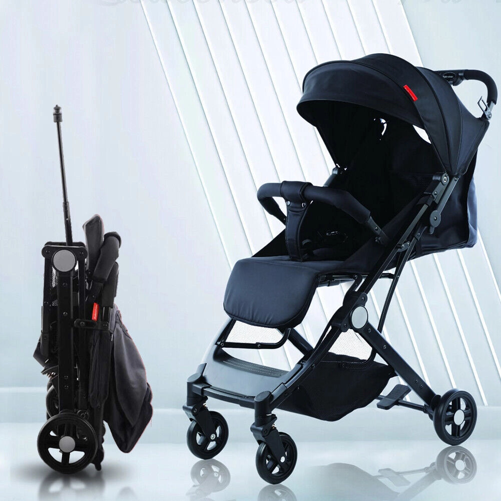 Passeggino Wizy Easy Ultra Leggero Chiusura Facilitata Salvaspazio Portata 15 kg-Nero