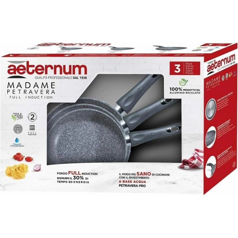 Set 3 Padelle Antiaderenti Madame Petra 20 + 24 + 28 cm Aeternum Bialetti