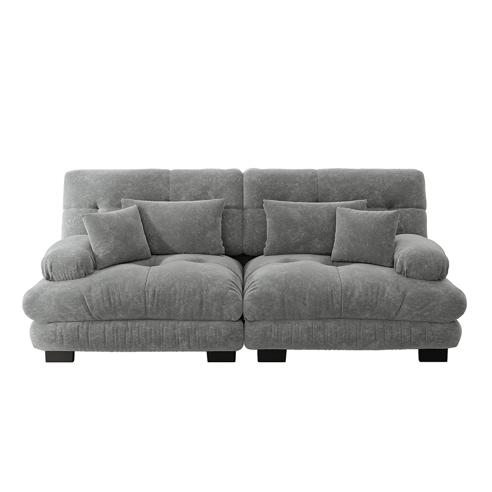 Divano angolare Cloud - Xylo - 2 posti in chenille con struttura in legno massello, grigio