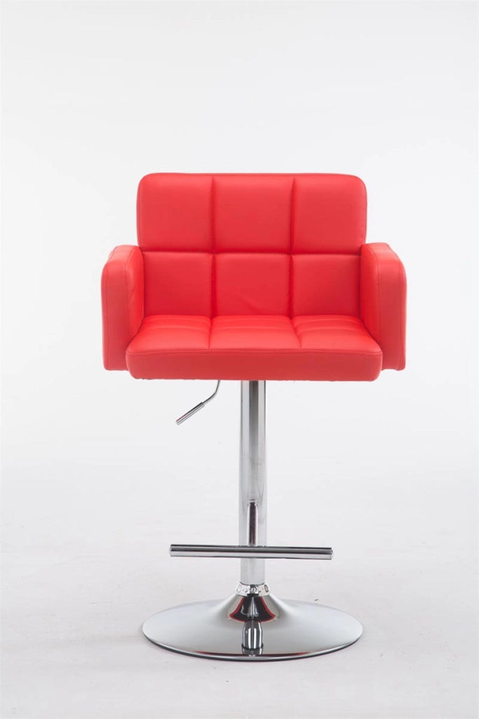 Sgabello Los Angeles in similpelle rosso,cromo