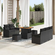 Set Divano da Giardino con cuscino 8 pcs Nero polyrattan 3362074