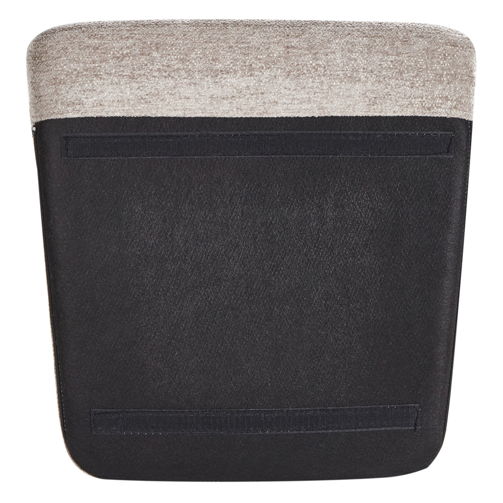 Sedia a dondolo in tessuto tortora gambe in legno e metallo pattini design moderno soggiorno