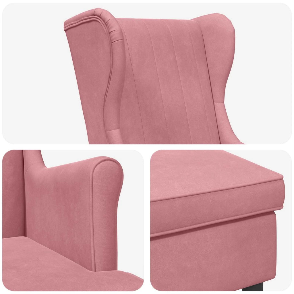 Poltrona con Ottomano 2 pz Rosa Velluto 3418826