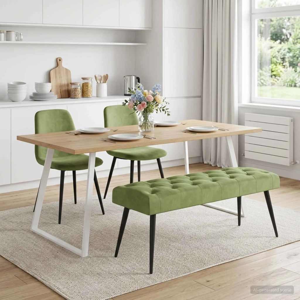 Panchina con bottoni imbottiti Verde chiaro 110 x 40 x 46 cm 42038574