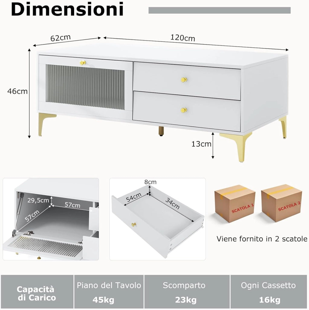 Mobile Porta TV Fino a 55’’, Mobile Console con Scomparto, Porta TV con Cassetti, Centro di Intrattenimento Moderno, Tavolo Console per TV, per Soggiorno Camera da Letto