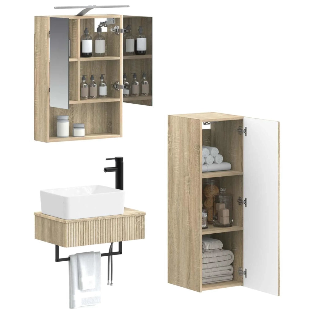 Set di Armadi da Bagno 4 pcs Rovere Sonoma 50 x 14,5 x 70 cm 3407393